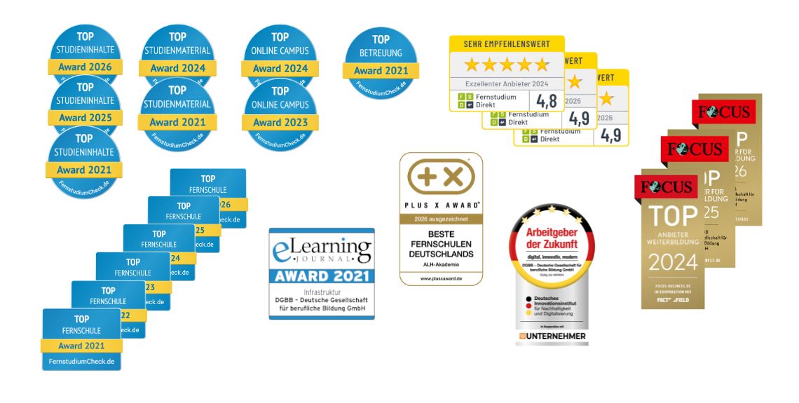 Collage Auszeichungen und Siegel der ALH Collage Auszeichungen und Siegel der ALH